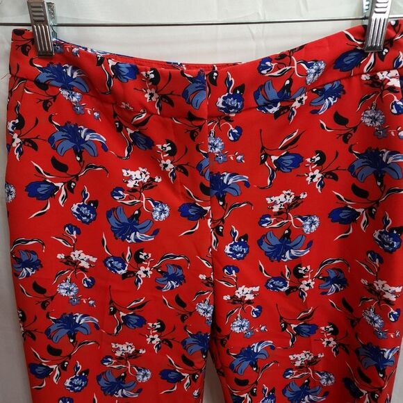 Cynthia Rowley Red and Blue Floral Ankle Pants Size 6 - Picture 5 of 11